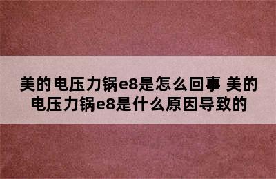 美的电压力锅e8是怎么回事 美的电压力锅e8是什么原因导致的